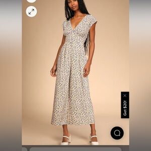 Lulu’s Blooming In Mind Yellow Floral Print Wide-Leg Jumpsuit